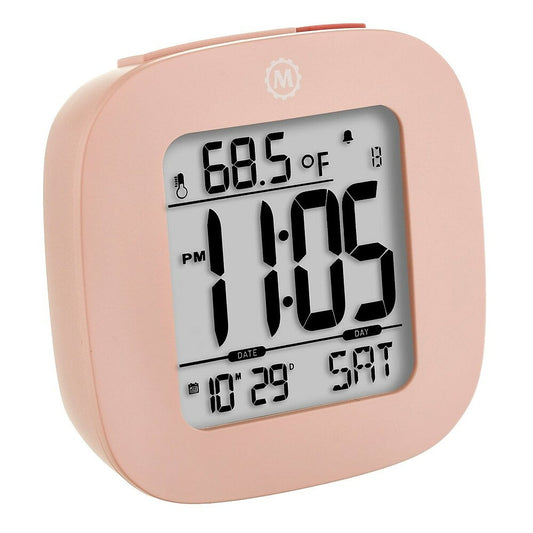 Marathon Compact Alarm Clock with Temperature and Date, Pink (CL030058PI)