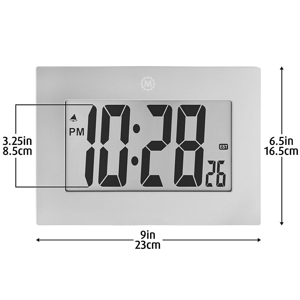 Marathon Large Digital Clock, 3.25" Digits, Graphite Grey (CL030064GG)