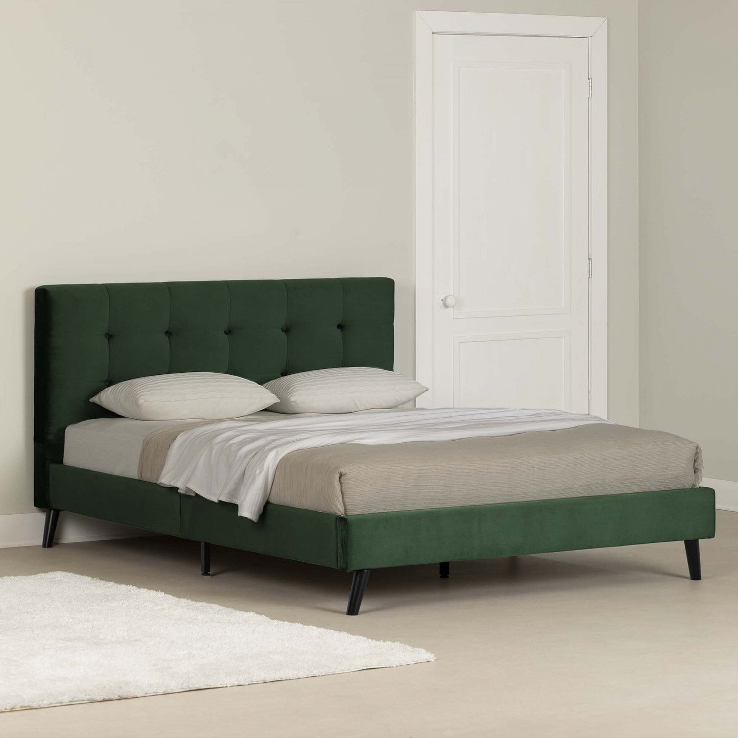 Hype Upholstered Queen Bed - Dark Green|Grand lit rembourré Hype - vert foncé