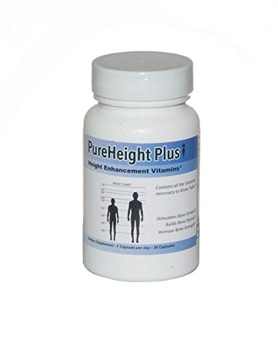 PureHeight Plus Height Enhancement Vitamins - Helps You Grow Taller - Increases Bone Strength, Builds Bone Density, Stimulates Bone Growth - One-A-Day (30 Capsules)