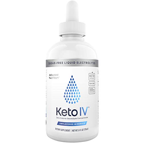 Keto IV Electrolyte Drops + High Potassium | No Leak Dropper Bottle | 500mg Potassium + Magnesium, Sodium & Zinc | Unflavored Minerals | 30 Servings