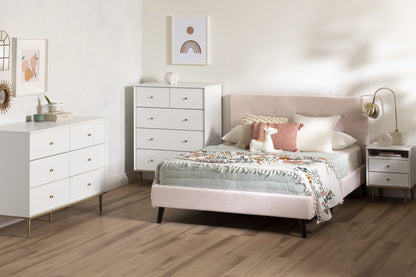 Dylane Upholstered Platform Full Bed and Headboard - Pale Pink|Tête de lit et lit double plateforme Dylane rembourrés - rose pâle