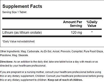 Lithium Orotate 120 Milligrams 100 Tabs