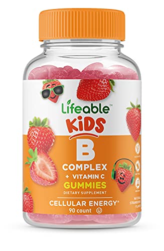 Lifeable Vitamin B Complex with Vitamin C for Kids  Great Tasting Natural Flavor Gummy Supplement  with Niacin, B6, Folic Acid, B12, Biotin & Pantothenic Acid  Energy and Nerve Support, 90 Gummies