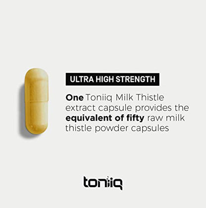 Ultra High Strength Milk Thistle Capsules - 25,000mg 50x Concentrated Extract - The Strongest Milk Thistle Supplement Available - 80% Silymarin - Liver Support Supplement - 90 Capsules