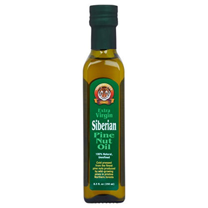 Extra Virgin Siberian Pine Nut Oil, 8.5 oz. Bottle - Premium Quality, Unrefined, 100% Natural - Benefits Overall Health & Aids Gastritis, Ulcers, Digestive Issues