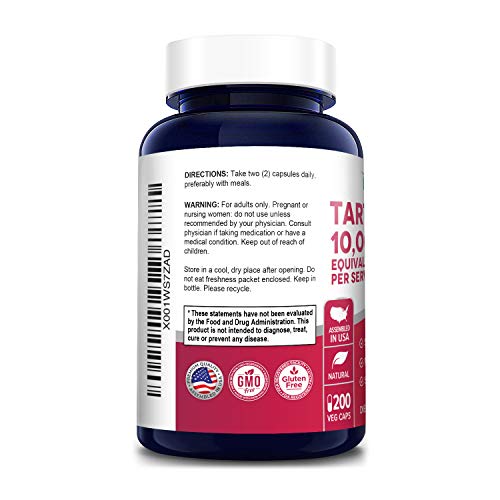 Tart Cherry 10,000mg - 200 Veggie Caps (Vegan, Non-GMO & Gluten-Free) Antioxidant Support - Naturally Occurring Anthocyanins*