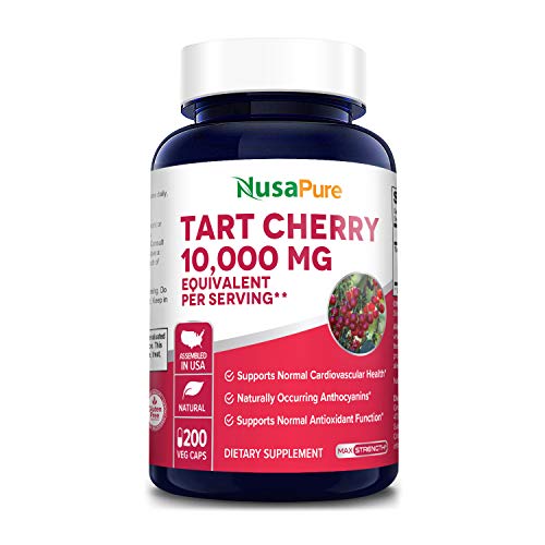 Tart Cherry 10,000mg - 200 Veggie Caps (Vegan, Non-GMO & Gluten-Free) Antioxidant Support - Naturally Occurring Anthocyanins*