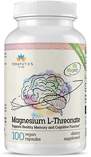 Magnesium L Threonate (Magtein) - The Best Non-GMO Highly Absorptive Pure Magnesium Supplement - 2000 mg - 100 Vegan Capsules - A Vitamin for Cognition & Sleep - Pills are Without Laxative Properties