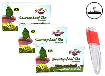 Shavuot Soursop (Graviola) Jamaican Herbal Tea Pack of 3 with Adjustable Measuring Spoon in Sealed O Datz Good Packaging