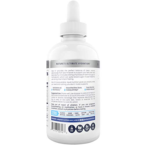 Keto IV Electrolyte Drops + High Potassium | No Leak Dropper Bottle | 500mg Potassium + Magnesium, Sodium & Zinc | Unflavored Minerals | 30 Servings