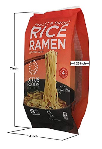 Lotus Foods Millet & Brown Rice Ramen With Miso Soup, Gluten-Free, 2.8 Oz (Pack Of 10)