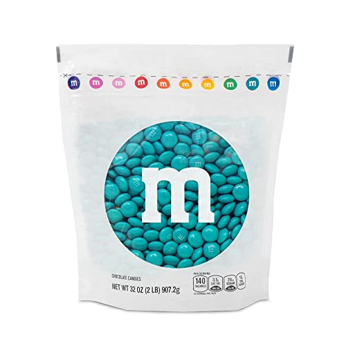 MY M&M'S Milk Chocolate Teal Candy Bulk Candy in Resealable Pack for Candy Buffet, Birthday Parties, Theme Meetings, Sweet Stuff for DIY Party, Edible Decor, Fun Snacks for Wedding, Teal, 32 Oz