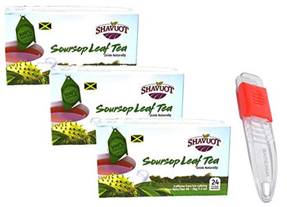 Shavuot Soursop (Graviola) Jamaican Herbal Tea Pack of 3 with Adjustable Measuring Spoon in Sealed O Datz Good Packaging