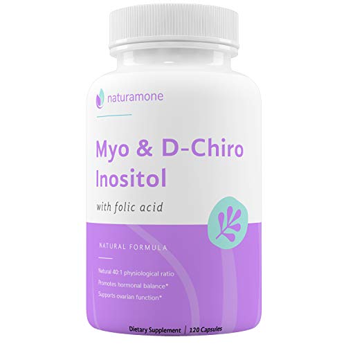 Myo-Inositol & D-Chiro Inositol Blend with 100% of Daily Folate - 40:1 Physiological Ratio - Polycystic Ovary Syndrome (PCOS), Hormonal Balance and Ovarian Support by Naturamone - 120 Capsules