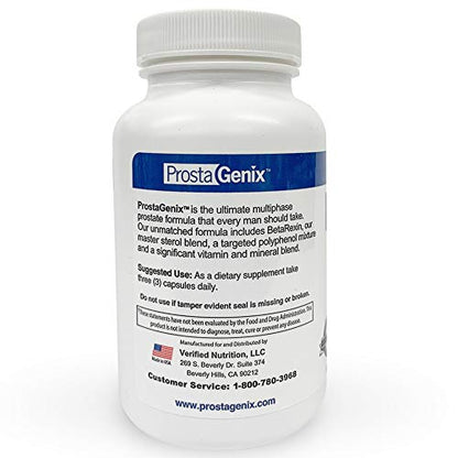 ProstaGenix Multiphase Prostate Supplement -3 Bottles- Featured on Larry King Investigative TV Show - Over 1 Million Sold - End Nighttime Bathroom Trips, Urgency, Frequent Urination.