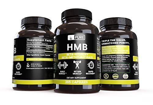 HMB Powder (365 Capsules) 100% Pure, Non-GMO & Gluten-Free, Potent & Powerful (945 mg Serving)