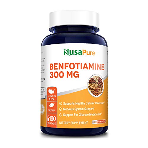 Benfotiamine 300mg 180 Veggie Caps ( Non-GMO,Vegan & Gluten-Free) Supports Healthy Blood Sugar Levels in Normal Range*