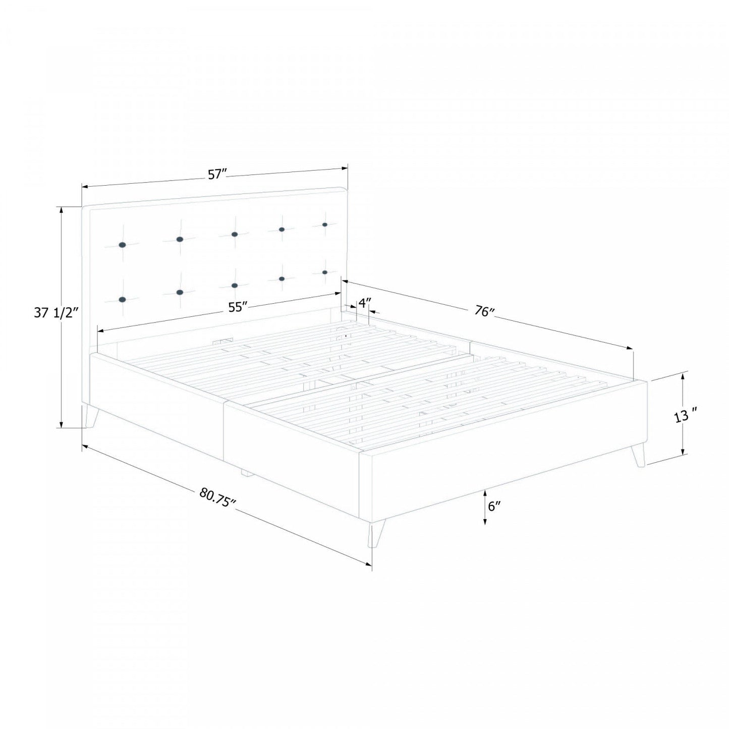 Dylane Upholstered Platform Full Bed and Headboard - Pale Pink|Tête de lit et lit double plateforme Dylane rembourrés - rose pâle