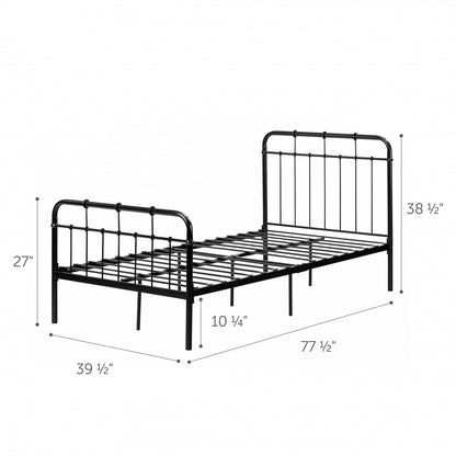 Tassio Metal Platform Twin Bed - Pure Black|Lit simple plateforme Tassio en métal - noir solide