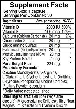 PureHeight Plus Height Enhancement Vitamins - Helps You Grow Taller - Increases Bone Strength, Builds Bone Density, Stimulates Bone Growth - One-A-Day (30 Capsules)