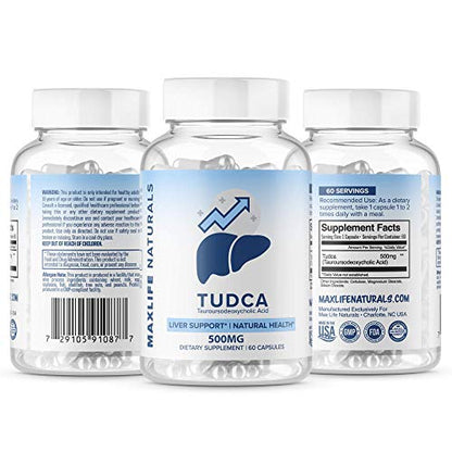 Tudca Liver Support Supplement - Tudca 500mg 60 SERVINGS - Liver Cleanse - Liver Rescue Aid Bile Salts - Tudca Bile Salt - Assist Liver Detox Cleanse Tudca Supplement (Tauroursodeoxycholic Acid)