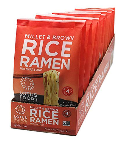 Lotus Foods Millet & Brown Rice Ramen With Miso Soup, Gluten-Free, 2.8 Oz (Pack Of 10)