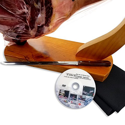 Iberico Ham Leg Cured for 24 Months, 20-25 Servings + Ham Holder, Carving Knife