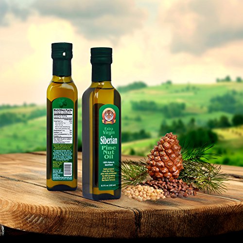 Extra Virgin Siberian Pine Nut Oil, 8.5 oz. Bottle - Premium Quality, Unrefined, 100% Natural - Benefits Overall Health & Aids Gastritis, Ulcers, Digestive Issues