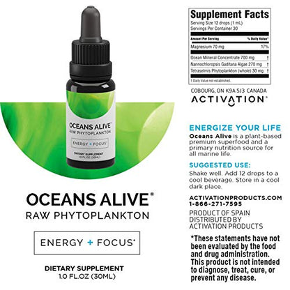 Activation Products Oceans Alive Marine Phytoplankton - Pure Phytoplankton Supplement Boosts Mind and Energy - Ultimate Contaminant Free Superfood, 30ml