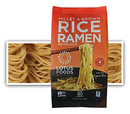 Lotus Foods Millet & Brown Rice Ramen With Miso Soup, Gluten-Free, 2.8 Oz (Pack Of 10)