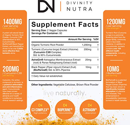 Turmeric Curcumin C3 Complex with BioPerine (Black Pepper Extract) - Anti-Inflammatory & Joint Support Supplement - Max Strength 95% Curcuminoids - 120 Veggie Capsules (2 Month Supply)