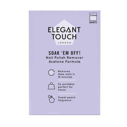 Elegant Touch Soak-Em-Off Acetone Sachets. 100 Sachets