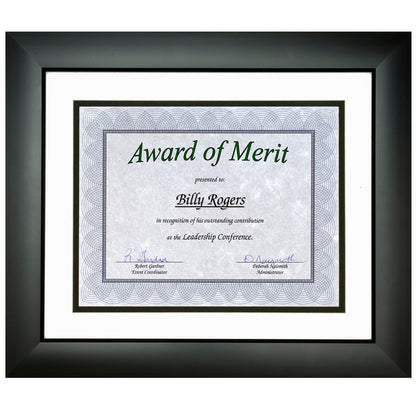 First Base St. James Awards & Certificate Frame - Double Mat - White/Black - 16 1/4" W x 14 1/4" H - For 8 1/2"x11" Certificates