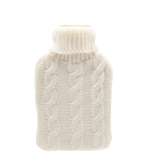 Cassandra Hot Water Bottle with Chunky Knit Cream Cover. 1.8 Litre.