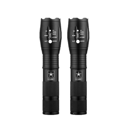 U.S. Army Tactical Military Grade Aluminum Flashlight with Zoom - 2 Pack